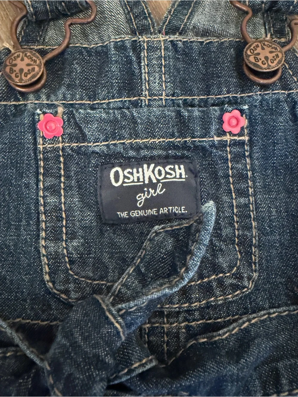 OshKosh B’Gosh Baby Girls Tiered Floral Denim Overall Dress size 12 months